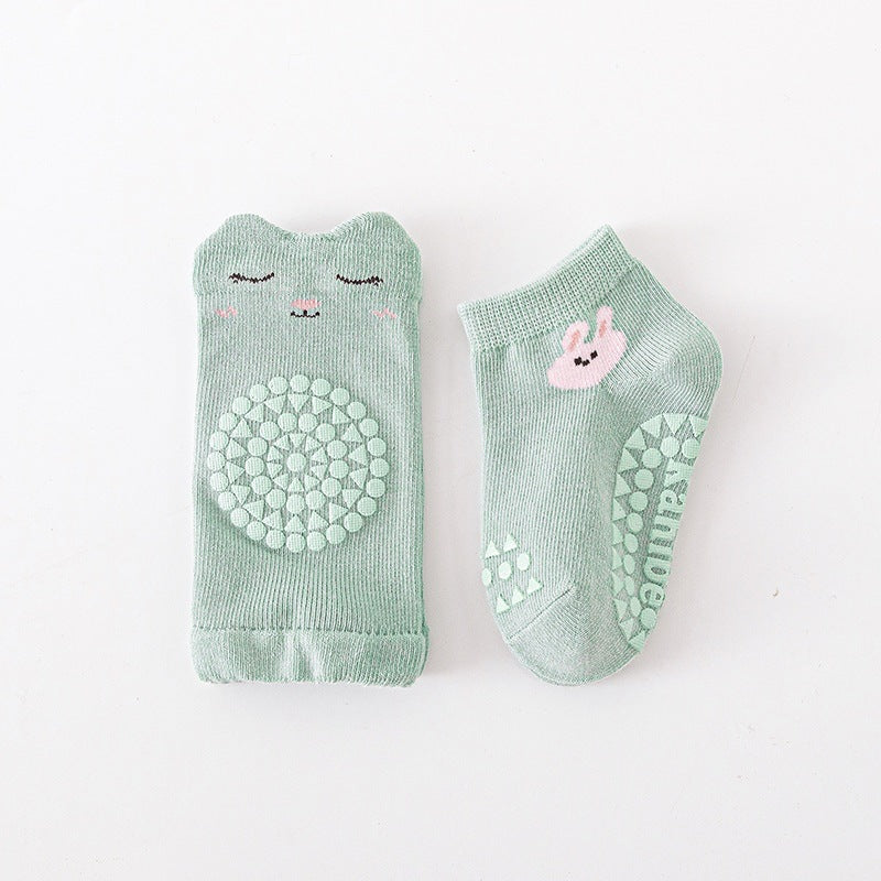 Spring and Autumn Baby Unisex Breathable Cartoon Pattern Anti-slip Socks and Knee Sleeves Sets, MyKids-USA®, Baby & Toddler Socks & Tights, MyKids-USA - Size/Age - S (0-1Y) - Color - Green -  -  - TR2509292254-B