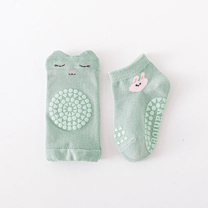 Spring and Autumn Baby Unisex Breathable Cartoon Pattern Anti-slip Socks and Knee Sleeves Sets, MyKids-USA®, Baby & Toddler Socks & Tights, MyKids-USA - Size/Age - S (0-1Y) - Color - Green -  -  - TR2509292254-B