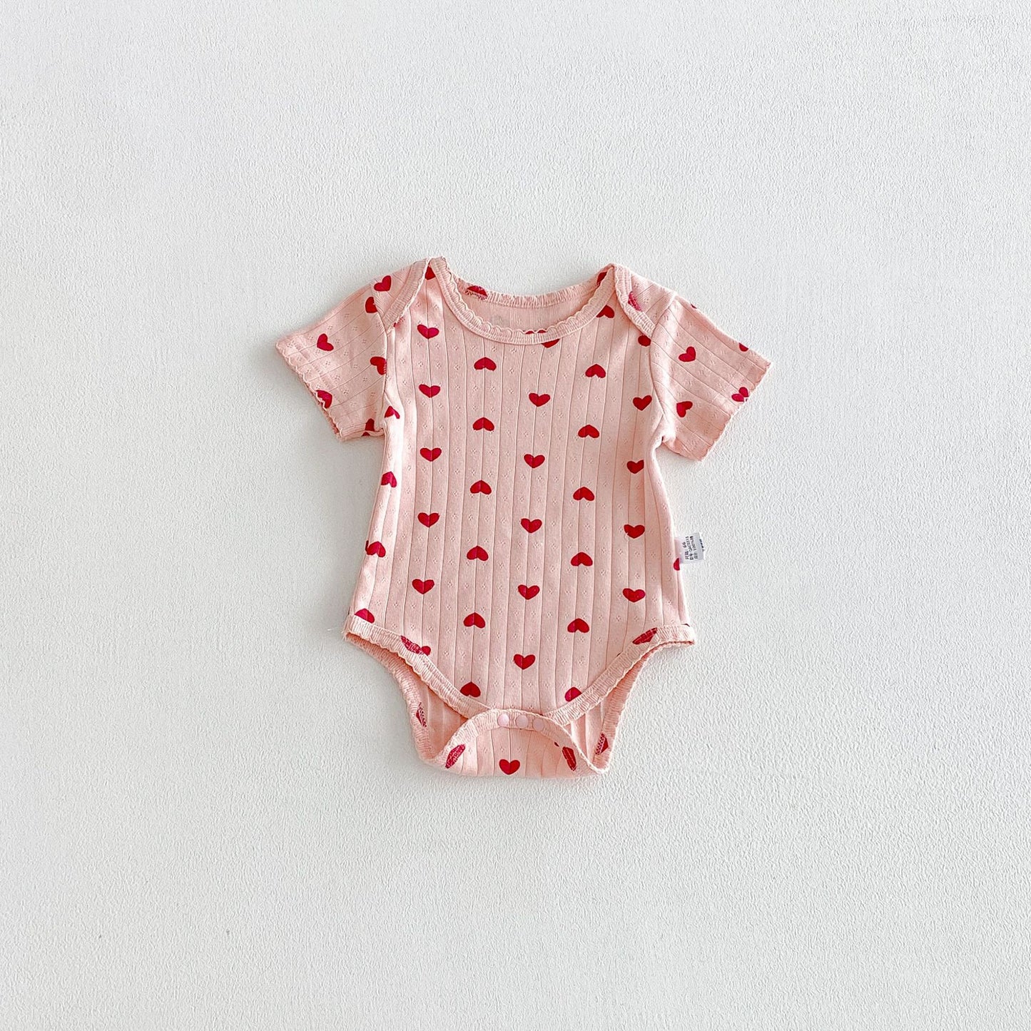 Summer Arrival Baby Girls Short Sleeves Hearts Pattern Bodysuit