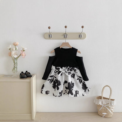 Autumn Arrival Baby Kids Girls Long Sleeves Color Patchwork Dress, MyKids-USA®, Baby & Toddler Dresses, MyKids-USA - Size/Age - 90 (12-24M) - Color - Black -  -  - TR2511042350-A