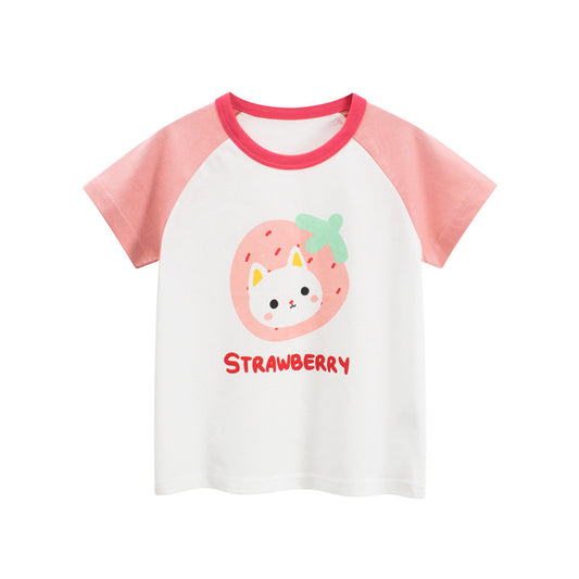 MyKids-USA® Summer Girls’ Cartoon and Letters Pattern T-shirt in European and American Style