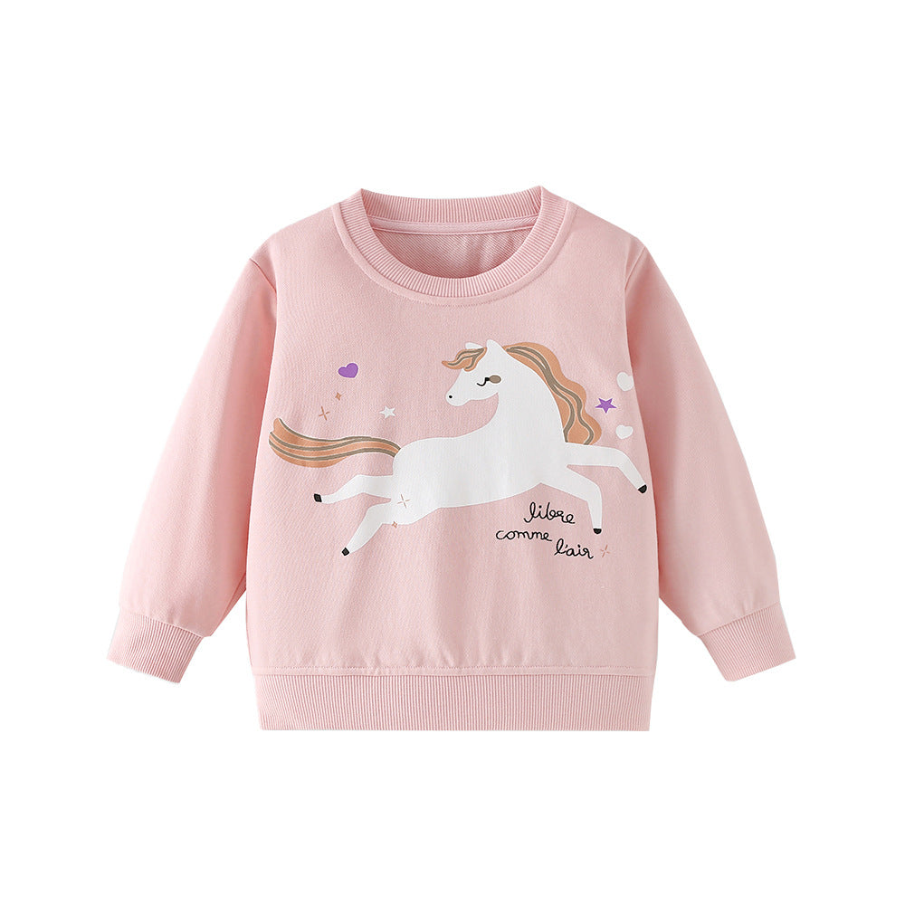 MyKids-USA® Autumn Arrival Kids Girls Cartoon and Letters Print Crew Neck Long Sleeves Pullover