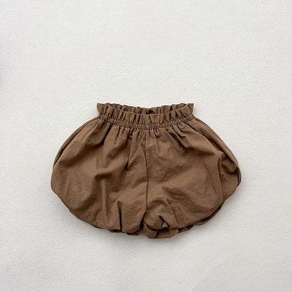 Baby Girl Solid Color Loose Soft Cotton Shorts