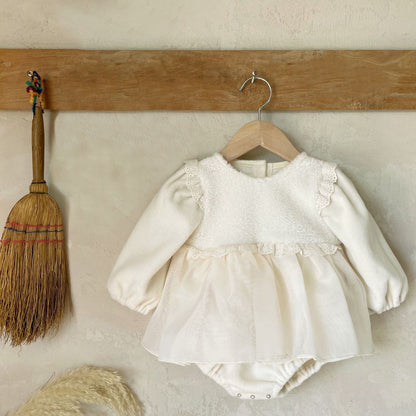 Arrival Winter Baby Girls Patchwork Design Long Sleeves Onesies Dress with Hat, MyKids-USA®, Baby & Toddler Dresses, MyKids-USA - Size/Age - 66 (3-6M) - Color - Beige -  -  - TR2512281032-A.