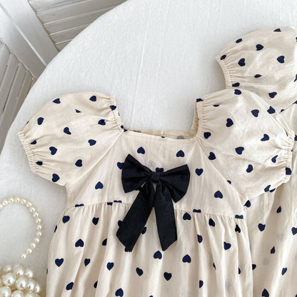 Summer Girls Cute Hearts Pattern Square Neck Onesies and Dress – Princess Sister Matching Set, MyKids-USA®, Baby & Toddler Outfits, MyKids-USA -  -  -  -  -  -  - .