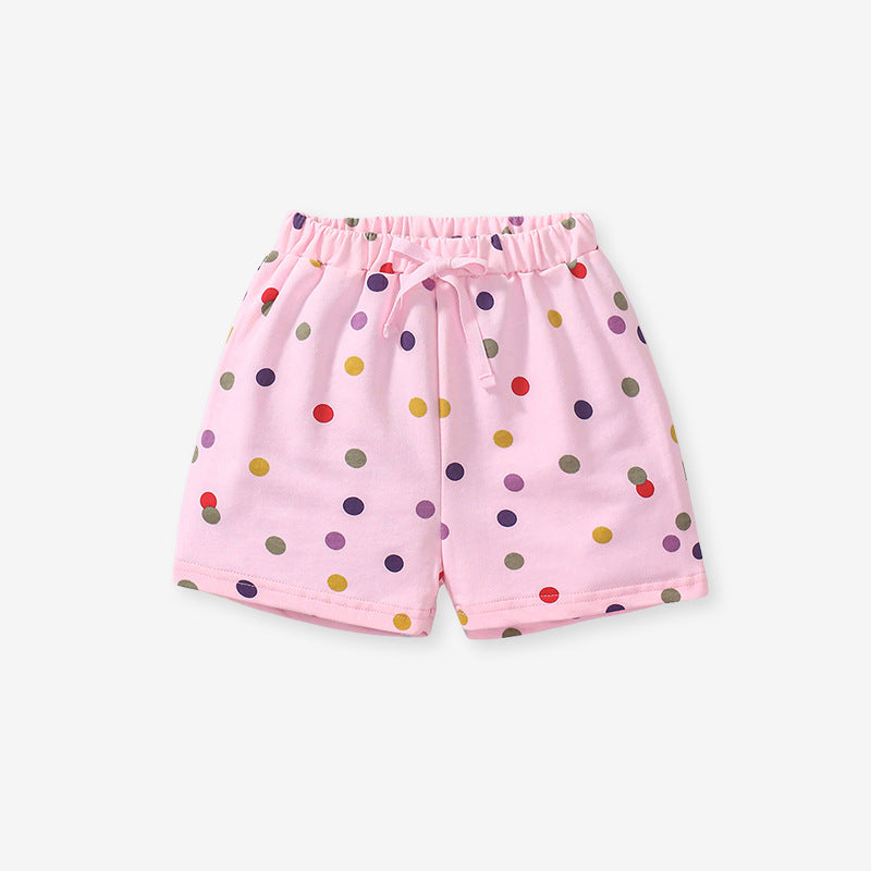 Summer Arrival Baby Kids Girls Cotton Casual Style Colorful Polka Dots Pattern Shorts