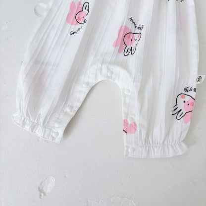 Summer Arrival Baby Girls Cartoon Rabbits Pattern Sleeveless Rompers with Hat, MyKids-USA®, Baby One-Pieces, MyKids-USA -  -  -  -  -  -  - 