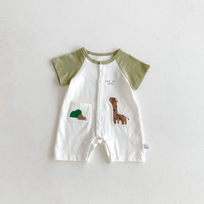 Summer Arrival Baby Unisex Letters and Cartoon Pattern Short Sleeves Casual Rompers, MyKids-USA®, Baby One-Pieces, MyKids-USA - Size/Age - 66 (3-6M) - Color - Green -  -  - TR2506292014-B