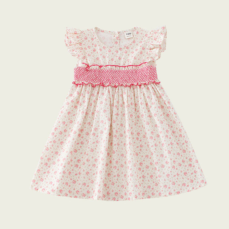 New Arrival Summer Baby Kids Girls Fly Sleeves Floral Print Dress