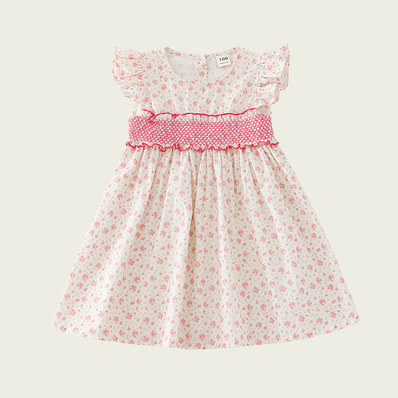 Arrival Summer Baby Kids Girls Fly Sleeves Floral Print Dress, MyKids-USA®, Baby & Toddler Dresses, MyKids-USA - Size/Age - 90 (12-24M) - Color - Pink -  -  - TR2403312240-B
