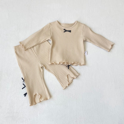 MyKids-USA® Spring and Autumn Baby Kids Girls Long Sleeves Butterfly-bows Pattern Top and Pants Pajamas Clothing Set