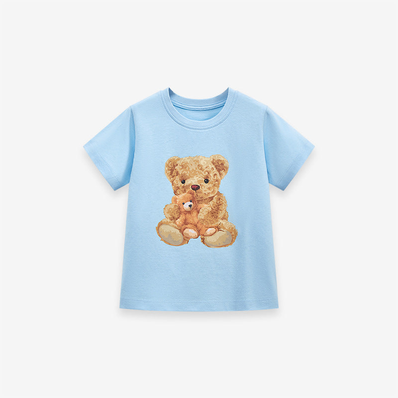 Teddy Bear Printing Boys’ T-Shirt In European And American Style For Summer