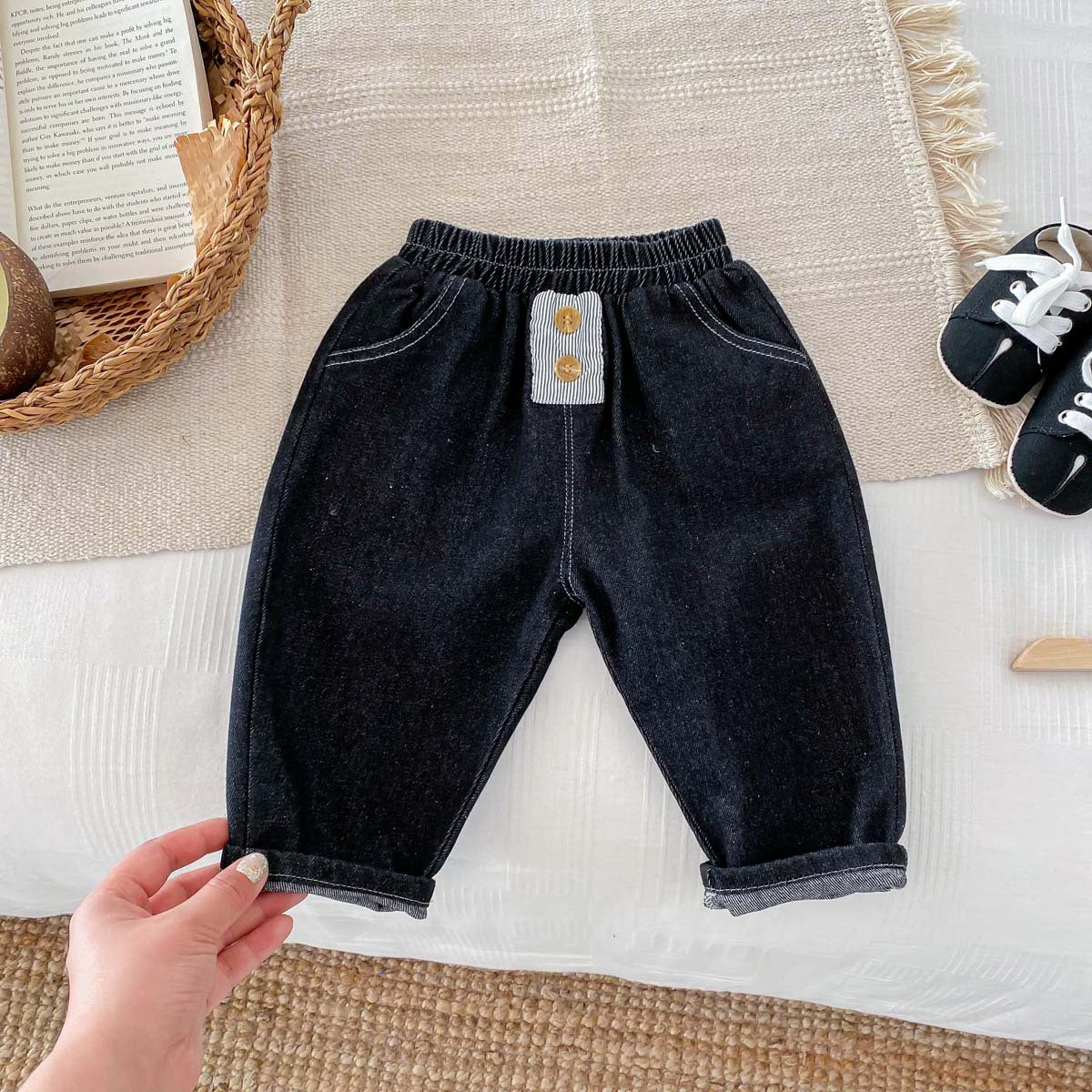 Summer Arrival Kids Unisex Denim Casual Style Pants, MyKids-USA®, Jeans, MyKids-USA - Size/Age - 73 (6-9M) - Color - Black -  -  - TR2506072041-A