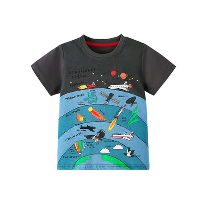 Summer Boys’ Cartoon and Letters Pattern T-shirt, MyKids-USA®, T-Shirts, MyKids-USA - Size/Age - 90 (12-24M) - Color - Grey -  -  - TR2605011539-A.