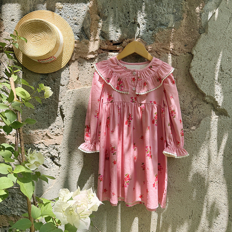 Autumn Arrival Baby Kids Girls Floral Pattern Long Sleeves Dress with Collar, MyKids-USA®, Baby & Toddler Dresses, MyKids-USA -  -  -  -  -  -  - 