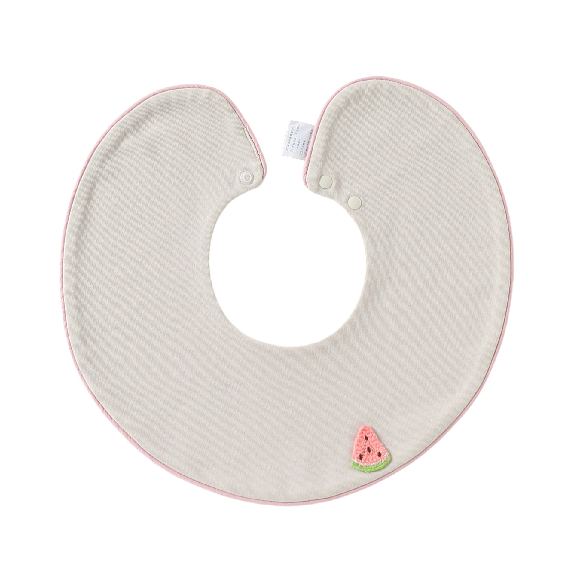 Adorable Fruits Cartoon Pattern Snap-on Round Shaped Bib, MyKids-USA®, Bibs, MyKids-USA - Size/Age - S (0-3Y) - Color - Beige -  -  - TR2605011546-A.