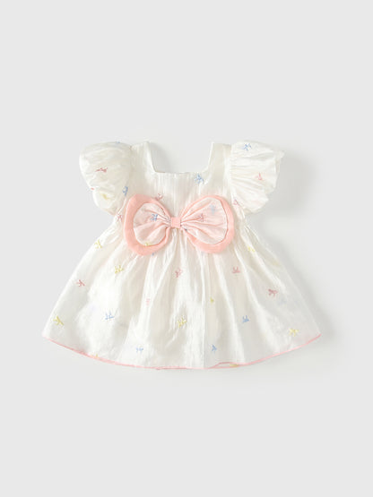 Summer Arrival Short Sleeves Embroidered Pattern Onesies Dress for Stylish Girls, MyKids-USA®, Baby & Children's Dresses, MyKids-USA - Size/Age - 66 (3-6M) - Color - Pink -  -  - TR2605282354-A.