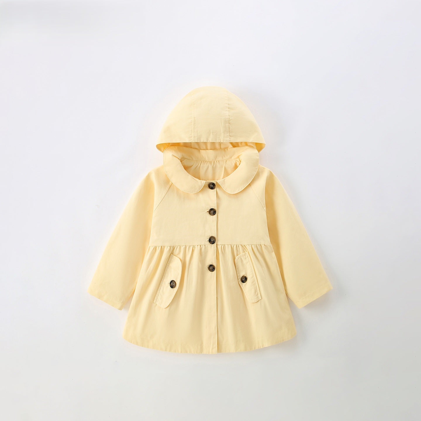 MyKids-USA® Autumn Arrival Girls’ Plain Peter Pan Collar Hooded Coat