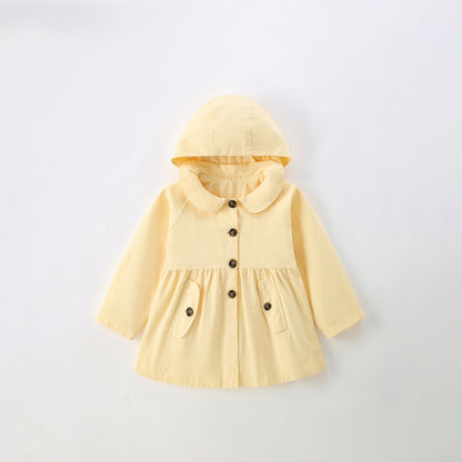 MyKids-USA® Autumn Arrival Girls’ Plain Peter Pan Collar Hooded Coat