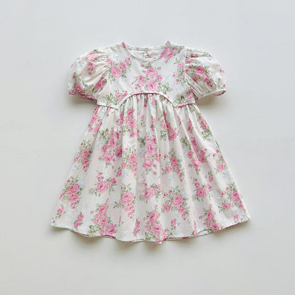 Summer Baby Kids Girls Short-Sleeved Floral Pattern Cute Dress, MyKids-USA®, Baby & Toddler Dresses, MyKids-USA -  -  -  -  -  -  - 