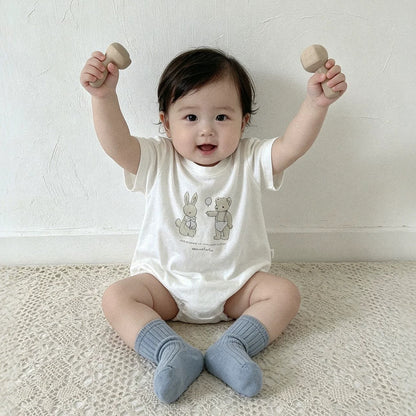Summer Arrival Baby Short Sleeves Cartoon Bodysuit