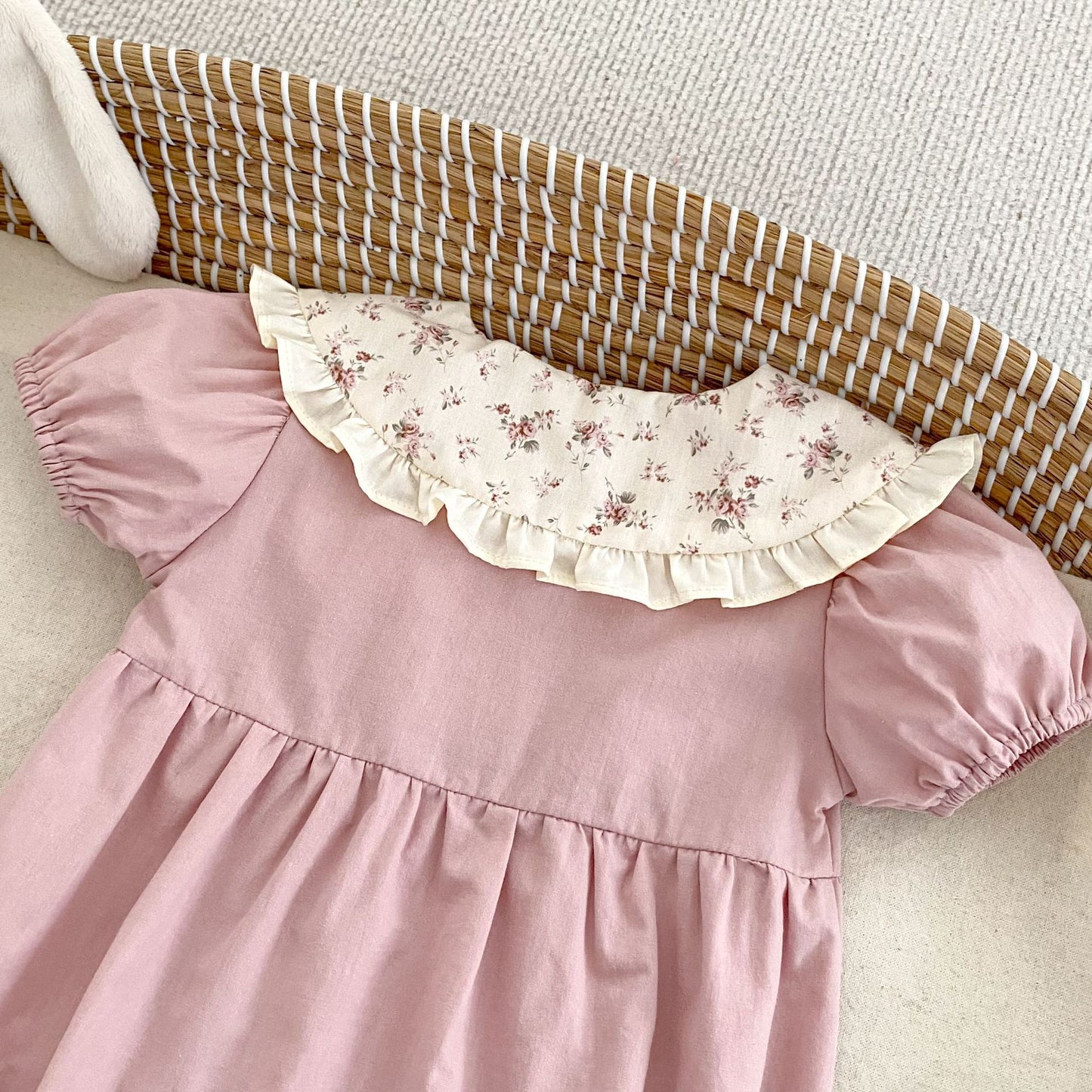 Summer Arrival Baby Girls Short Sleeves Thin Floral Pattern Collar Pink Onesies, MyKids-USA®, Baby One-Pieces, MyKids-USA -  -  -  -  -  -  - 