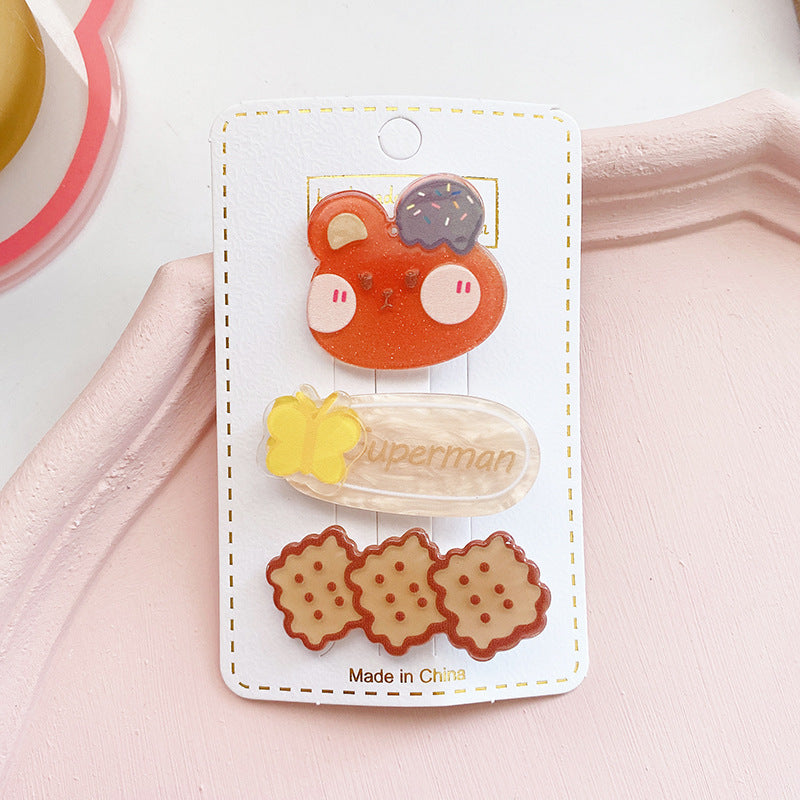 Children’s Cute Acrylic Small Animal Girl Heart Side Hairpin Hair Clips, MyKids-USA®, Hair Pins, Claws & Clips, MyKids-USA - Size/Age - Average Size (0-12Y） - Color - Coffee -  -  - JM2211262005-D