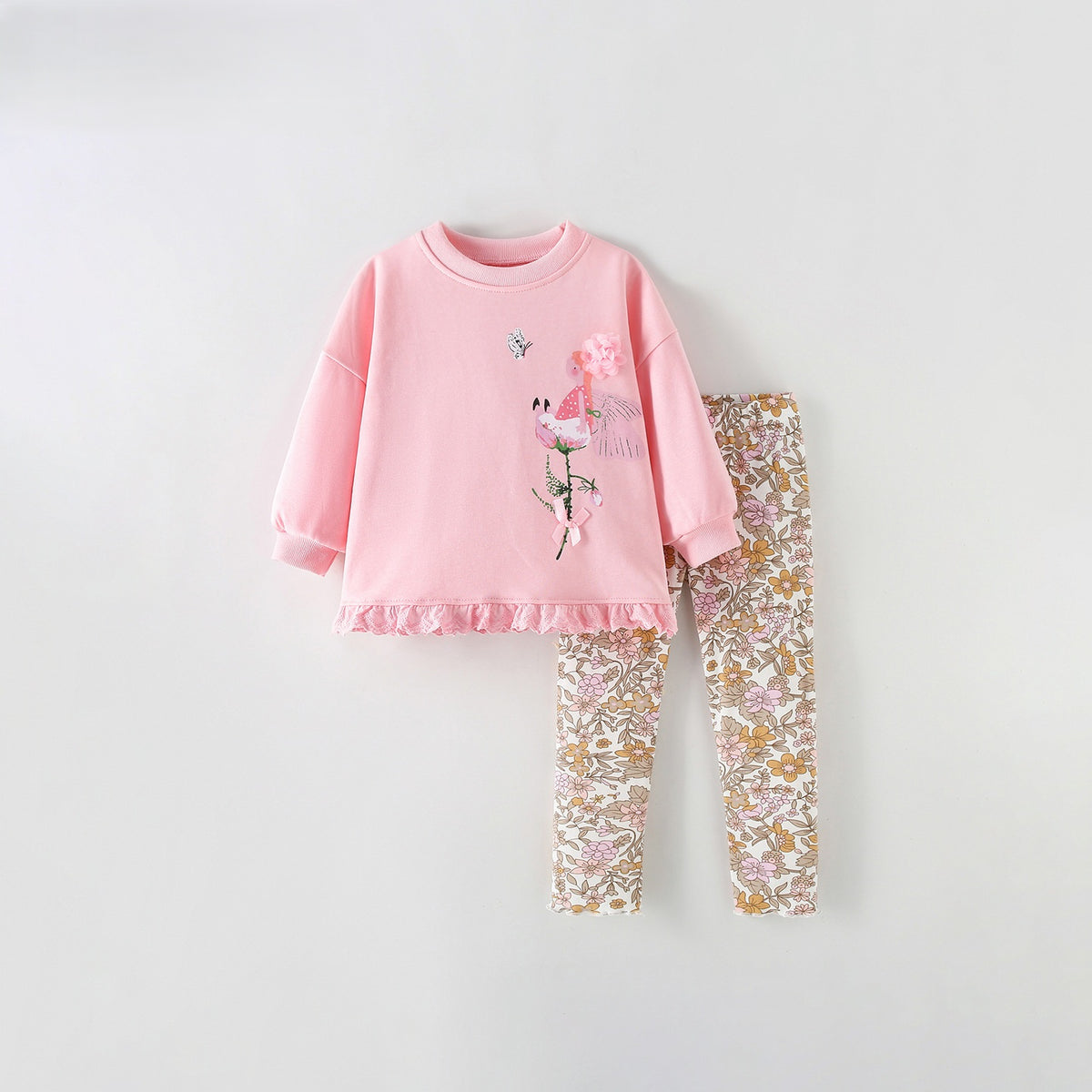 MyKids-USA® Winter Autumn Baby Kids Girls Flowers Pattern Long Sleeves Sweatshirt and Pants Clothing Set