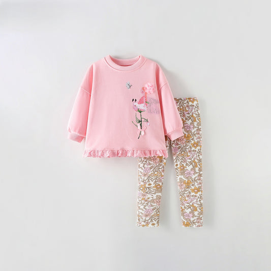 MyKids-USA® Baby Kids Girls Flowers Pattern Long Sleeves Sweatshirt and Pants Clothing Set