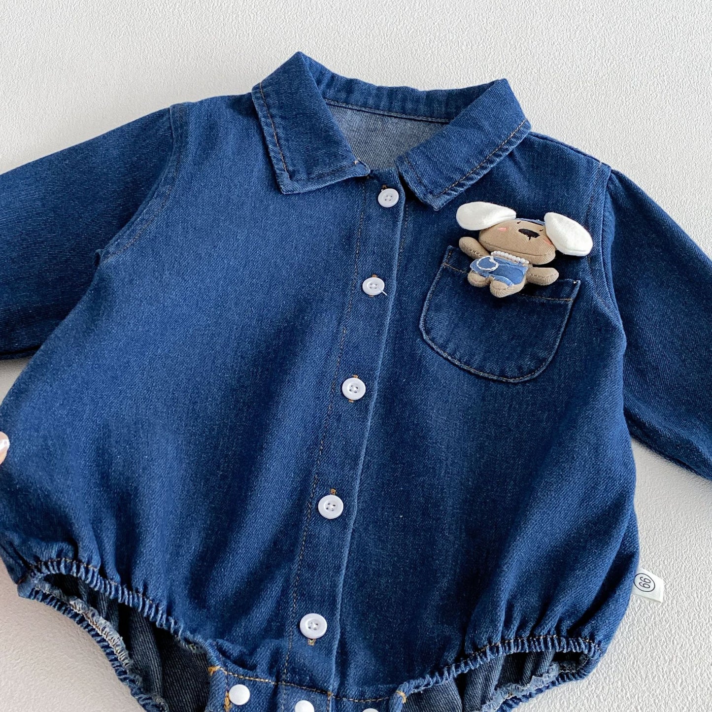 MyKids-USA® Autumn Arrival Baby Long Sleeves Cute Denim Single Breasted Bodysuit