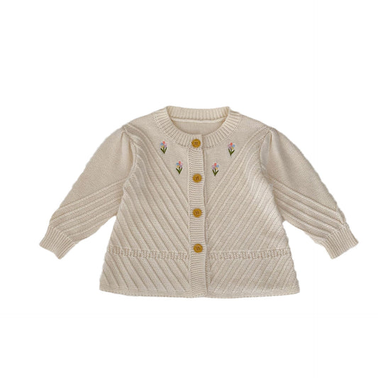 Embroidered Design High Quality Knit Cardigan, MyKids-USA®, Baby & Toddler Outerwear, MyKids-USA - Size/Age - 66 (3-6M) - Color - Beige -  -  - JM2308292259-A.