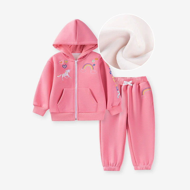 Spring and Autumn Girls Cartoon Embroidered Pattern Long Sleeves Hooded Coat and Pants Clothing Set, MyKids-USA®, Baby & Toddler Outfits, MyKids-USA - Size/Age - 90 (12-24M) - Color - Pink -  -  - TR2508122358-A