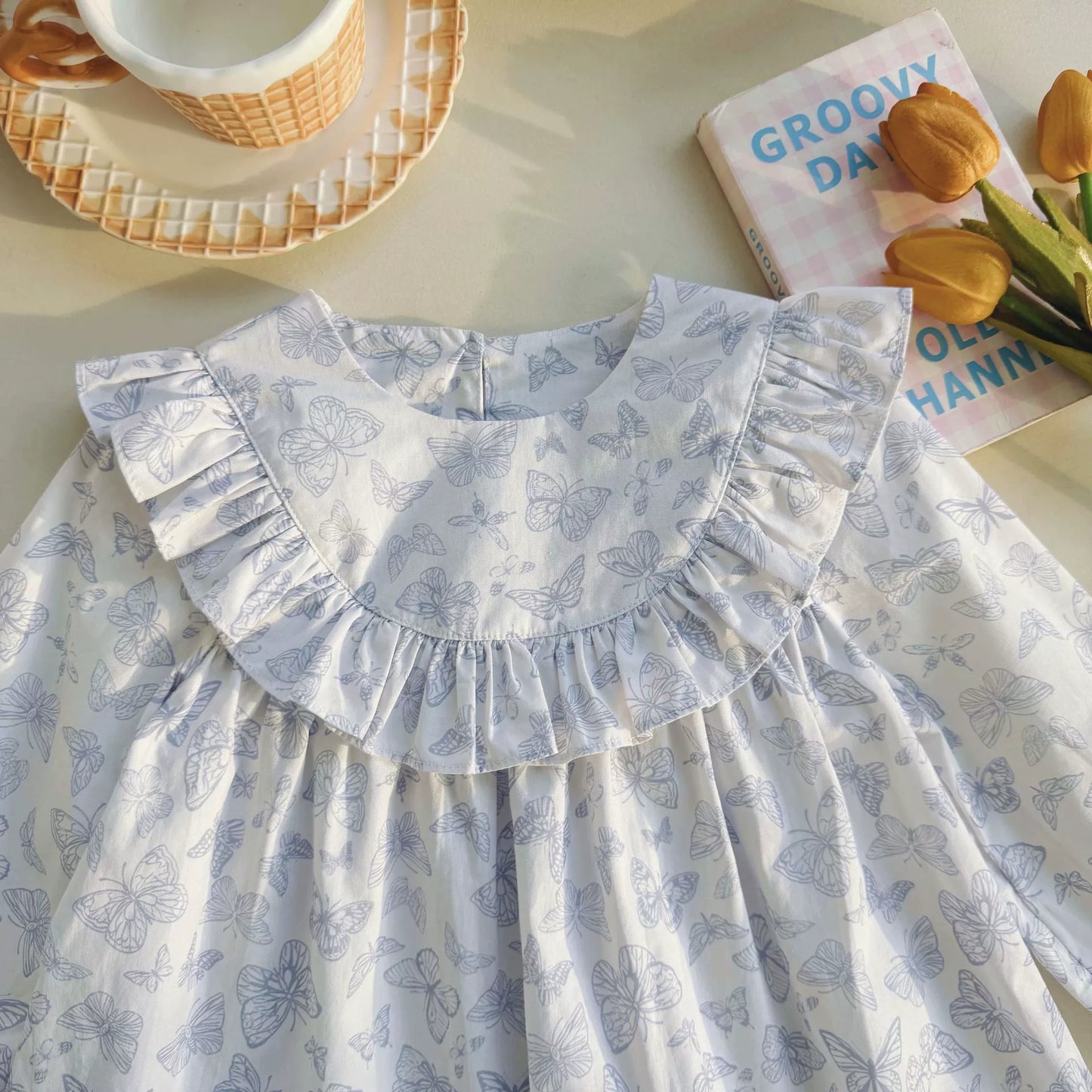 Arrival Autumn Girls Blue Butterfly Pattern Long Sleeves Dress, MyKids-USA®, Baby & Toddler Dresses, MyKids-USA -  -  -  -  -  -  - 