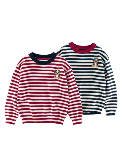 Arrival Baby Kids Puppy Logo and Striped Pattern Crew Neck Long Sleeves Knitted Top, MyKids-USA®, Baby & Toddler Tops, MyKids-USA -  -  -  -  -  -  - 