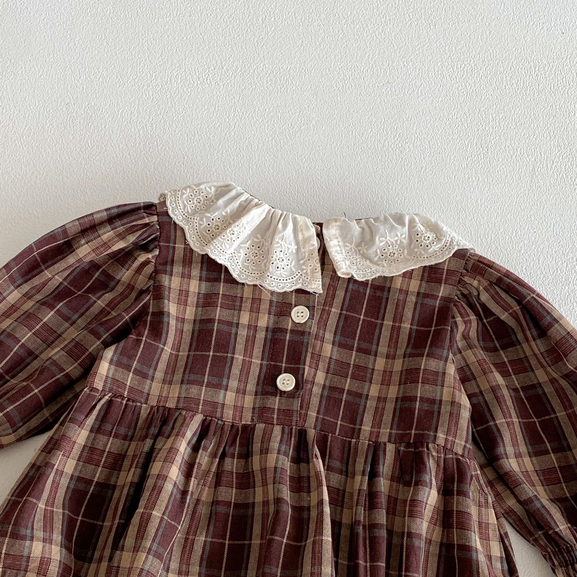 Autumn Arrival Baby Girls Long Sleeves Plaid Pattern Vintage Onesies, MyKids-USA®, Baby One-Pieces, MyKids-USA -  -  -  -  -  -  - 