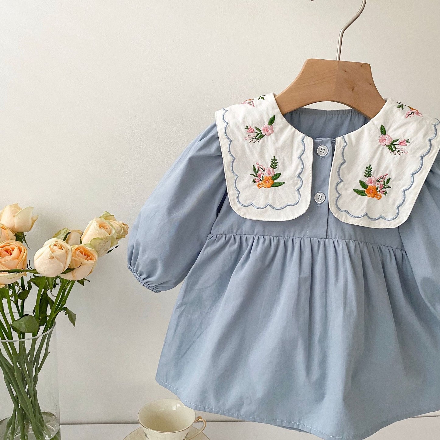 New Arrival Baby Floral Plain Princess Onesie Dress For Girls