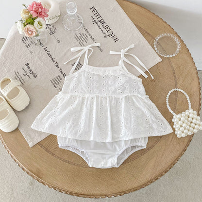 Summer Arrival Baby Girls Cute Sleeveless Floral Pattern Dress Design Strap Onesies, MyKids-USA®, Baby One-Pieces, MyKids-USA - Size/Age - 66 (3-6M) - Color - Beige -  -  - TR2505062156-A
