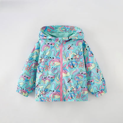 MyKids-USA® Autumn Arrival Girls’ Flowers and Animals Cartoon Pattern Coat