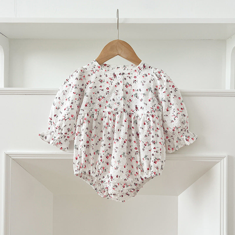 Spring Baby Girls French-style Floral Print Long-sleeved Onesies and Dress – Princess Sister Matching Set, MyKids-USA®, Baby & Toddler Outfits, MyKids-USA - Size/Age - 66 (3-6M) - Color - Pink -  -  - TR2412281801-B