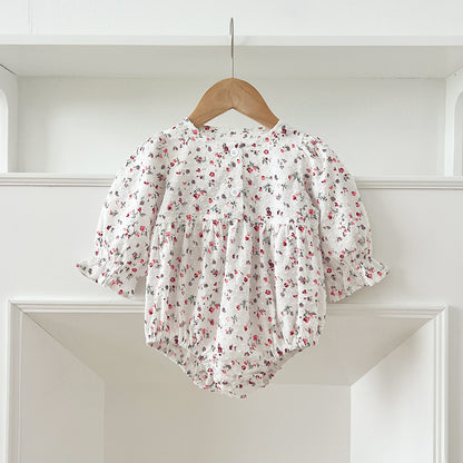 Spring Baby Girls French-style Floral Print Long-sleeved Onesies and Dress – Princess Sister Matching Set, MyKids-USA®, Baby & Toddler Outfits, MyKids-USA - Size/Age - 66 (3-6M) - Color - Pink -  -  - TR2412281801-B