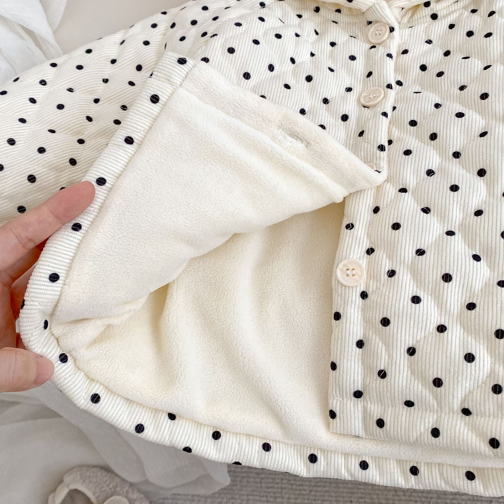 Winter Arrival Baby Kids Unisex Dots Pattern Long Sleeves Fleece-lined Hooded Coat, MyKids-USA®, Baby & Toddler Coats & Jackets, MyKids-USA -  -  -  -  -  -  - 