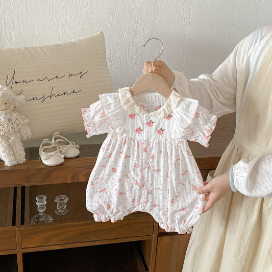 Spring and Summer Arrival Baby Girls Long Sleeves or Short Sleeves Flowers Pattern Rompers