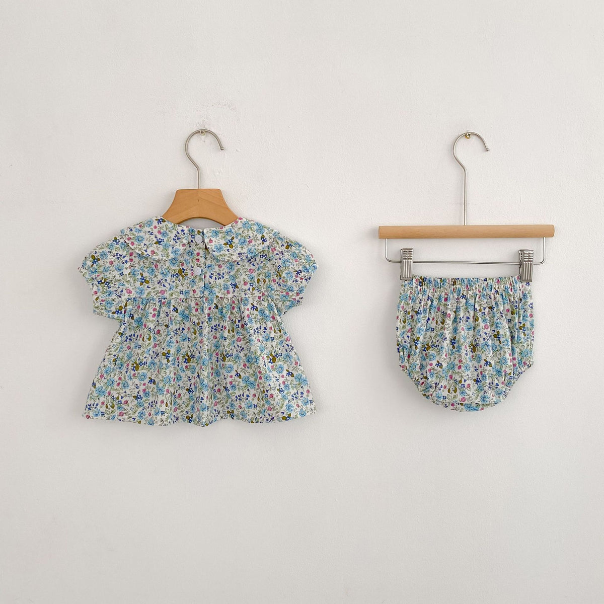Summer Arrival Baby Girls Short Sleeves Floral Top Dress and Bloomers Clothing Sets, MyKids-USA®, Baby One-Pieces, MyKids-USA - Size/Age - 66 (3-6M) - Color - Blue -  -  - TR2504161824-B.