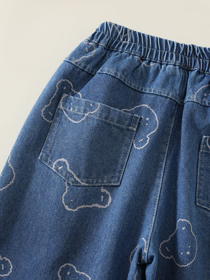MyKids-USA® Arrival Autumn Girls Teddy Bears Pattern Jeans