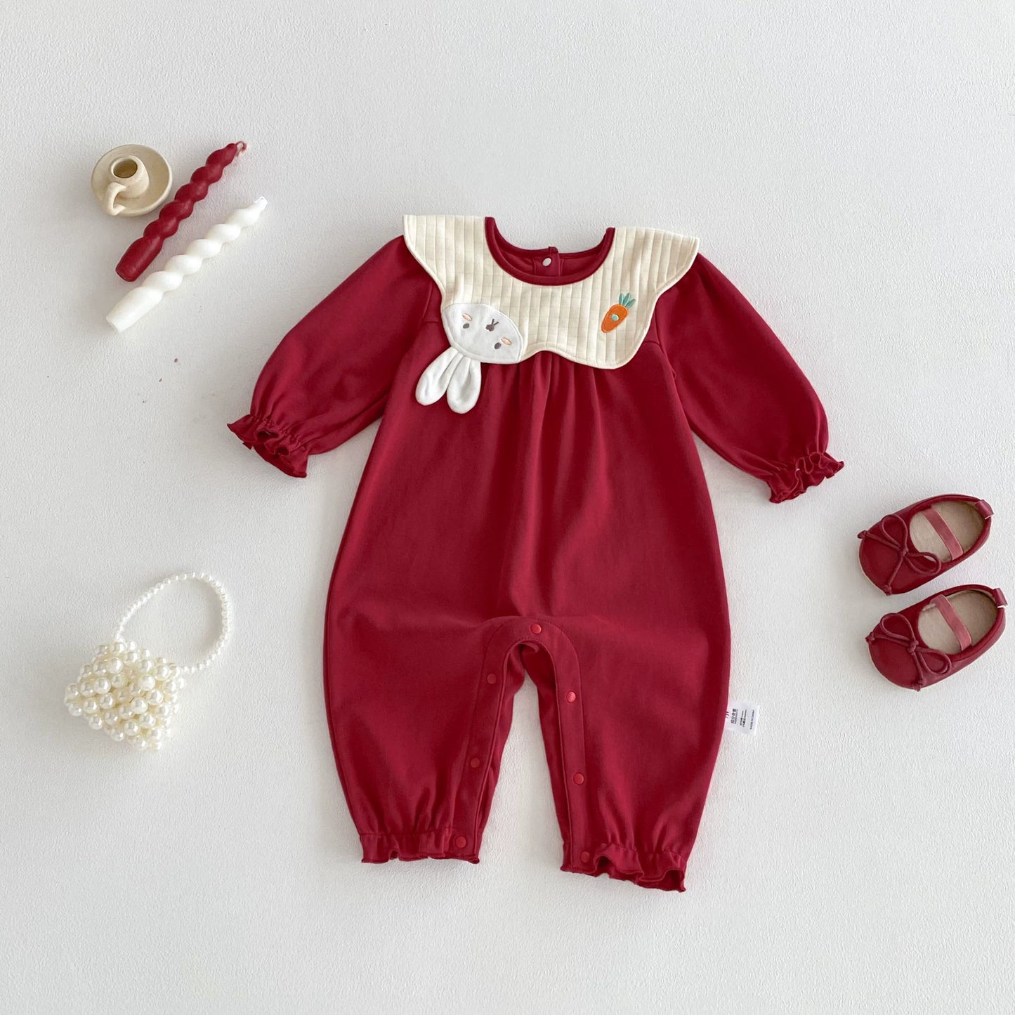 Autumn Arrival Baby Girls Long Sleeves Cartoon Pattern Collar Color Patchwork Rompers, MyKids-USA®, Baby One-Pieces, MyKids-USA -  -  -  -  -  -  - 