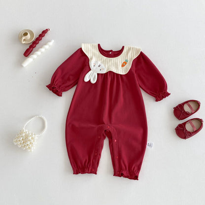 Autumn Arrival Baby Girls Long Sleeves Cartoon Pattern Collar Color Patchwork Rompers, MyKids-USA®, Baby One-Pieces, MyKids-USA -  -  -  -  -  -  - 