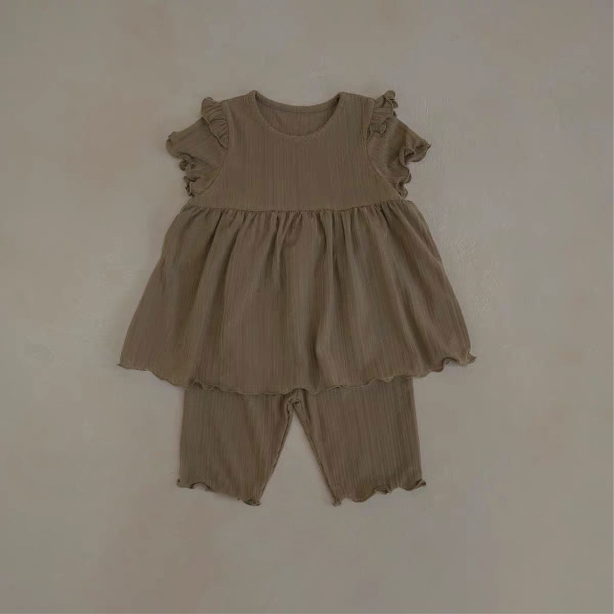 Summer Baby Kids Solid Color Fly Sleeves Vest and Pants Simple Clothing Set for Girls, MyKids-USA®, Baby & Toddler Outfits, MyKids-USA -  -  -  -  -  -  - 