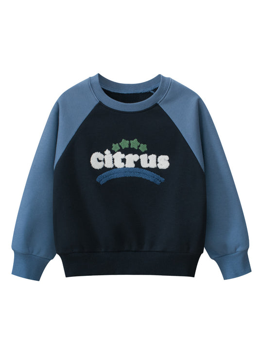 Autumn Baby Kids Boys Letters Pattern Color Patchwork Long Sleeves Crew Neck Top Pullover, MyKids-USA®, Baby & Toddler Outerwear, MyKids-USA - Size/Age - 90 (12-24M) - Color - Navy Blue (Dark Blue) -  -  - TR2409242322-A