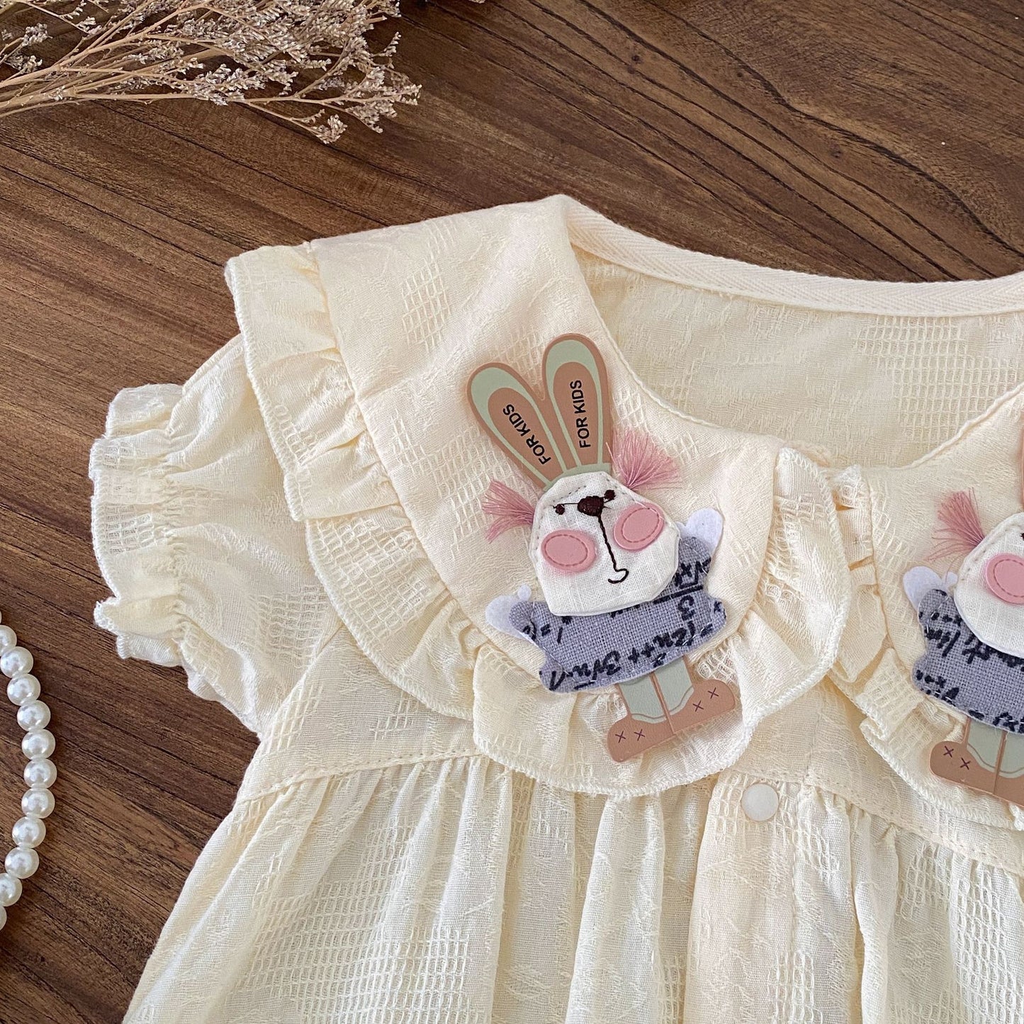 Summer Arrival Baby Girls Short Sleeves Cartoon Pattern Bodysuit