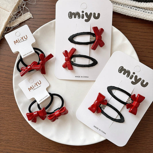 Collection of 2 Versatile Cute Geometric Resin Decorated Hair Clips or Hair Ties